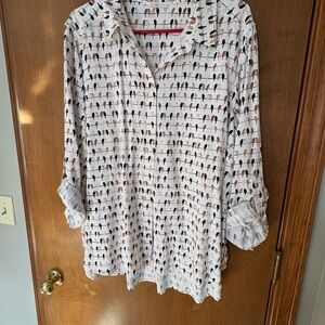 Jane and Delancey White and Black Patterned Blouse